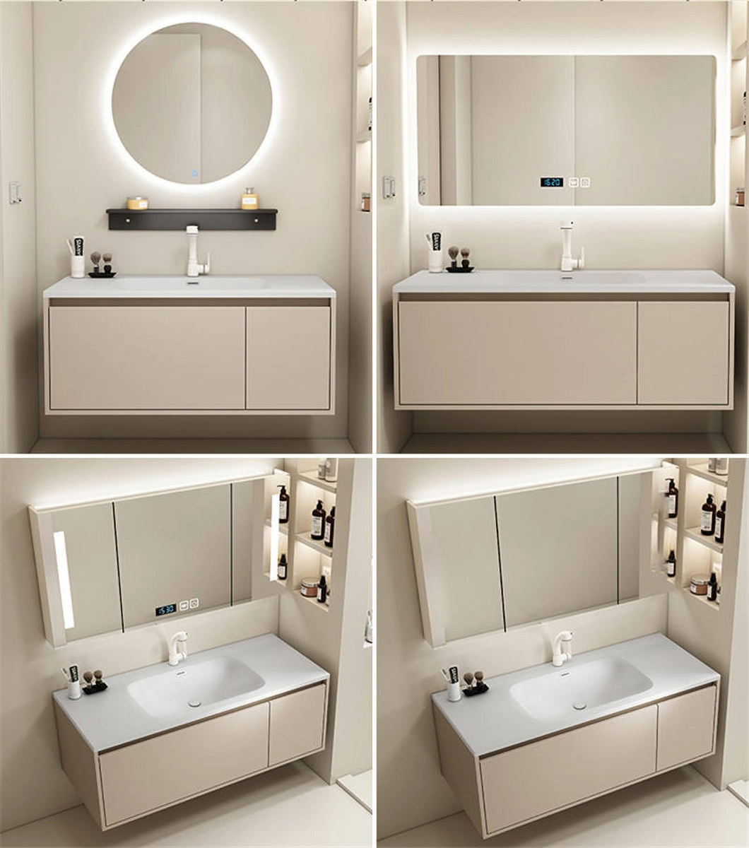2023 ตู้ห้องน้ำดีไซน์ใหม่กระจกโต๊ะเครื่องแป้งห้องน้ำ American Wood Luxury Bathroom Cabinet Set
