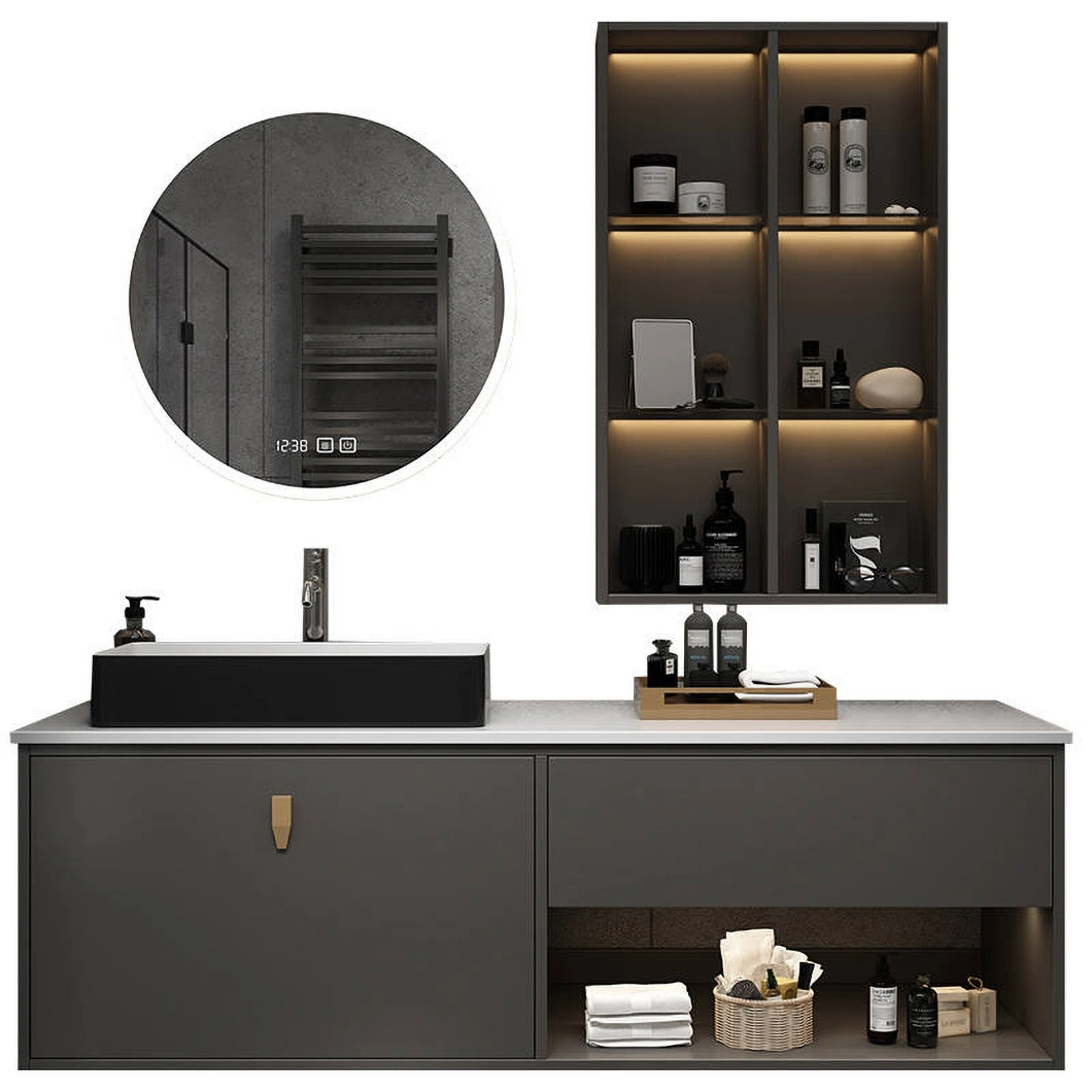 โรงงานขายร้อนเคาน์เตอร์หินอ่อนตู้ห้องน้ำ Dresser ตู้อ่างล้างหน้าติดผนังคู่สีขาวทันสมัย