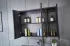 Modern Oak Bathroom Vanity Hotel Black Single Sink ตู้ห้องน้ำขนาดเล็กพร้อมตู้กระจกอัจฉริยะ