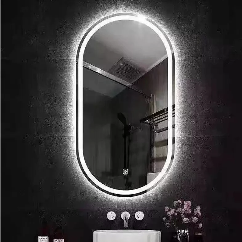 วงกลมห้องน้ำโค้งจีนรอบกระจก LED ตกแต่งผนังสติกเกอร์ยาวเต็มรูปแบบขนาดใหญ่ผนังในห้องน้ำพร้อมกระจกโต๊ะเครื่องแป้งไฟ LED