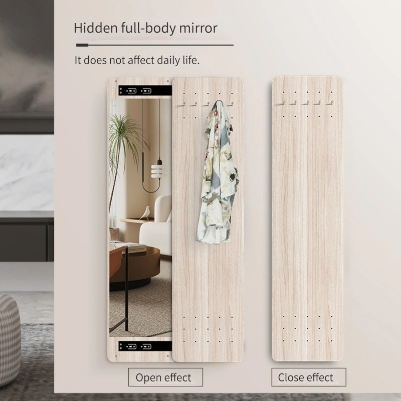 Hole Board กระจกกันระเบิดแบบนอร์ดิกความยาวเต็มตัว Push Pull Hidden Wall-Hanging Fitting Mirror