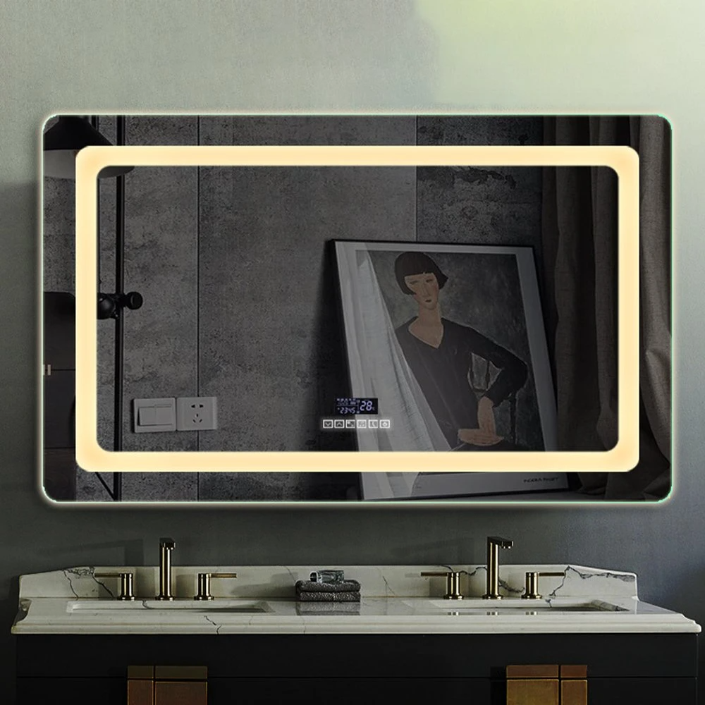 ของตกแต่งบ้านกระจกติดผนังกระจกห้องน้ำกระจกแต่งหน้า Bluetooth LED Smart Mirror Salon Furniture