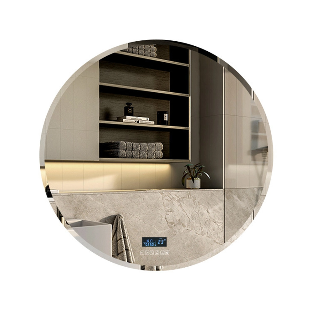 ไฟกันสนิมคุณภาพสูง Light up Round MID Century Modern Bathroom Mirror