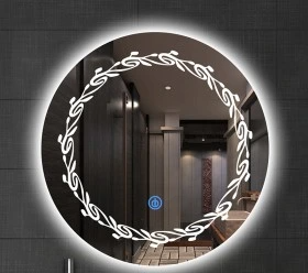 ไฟกันสนิมคุณภาพสูง Light up Round MID Century Modern Bathroom Mirror