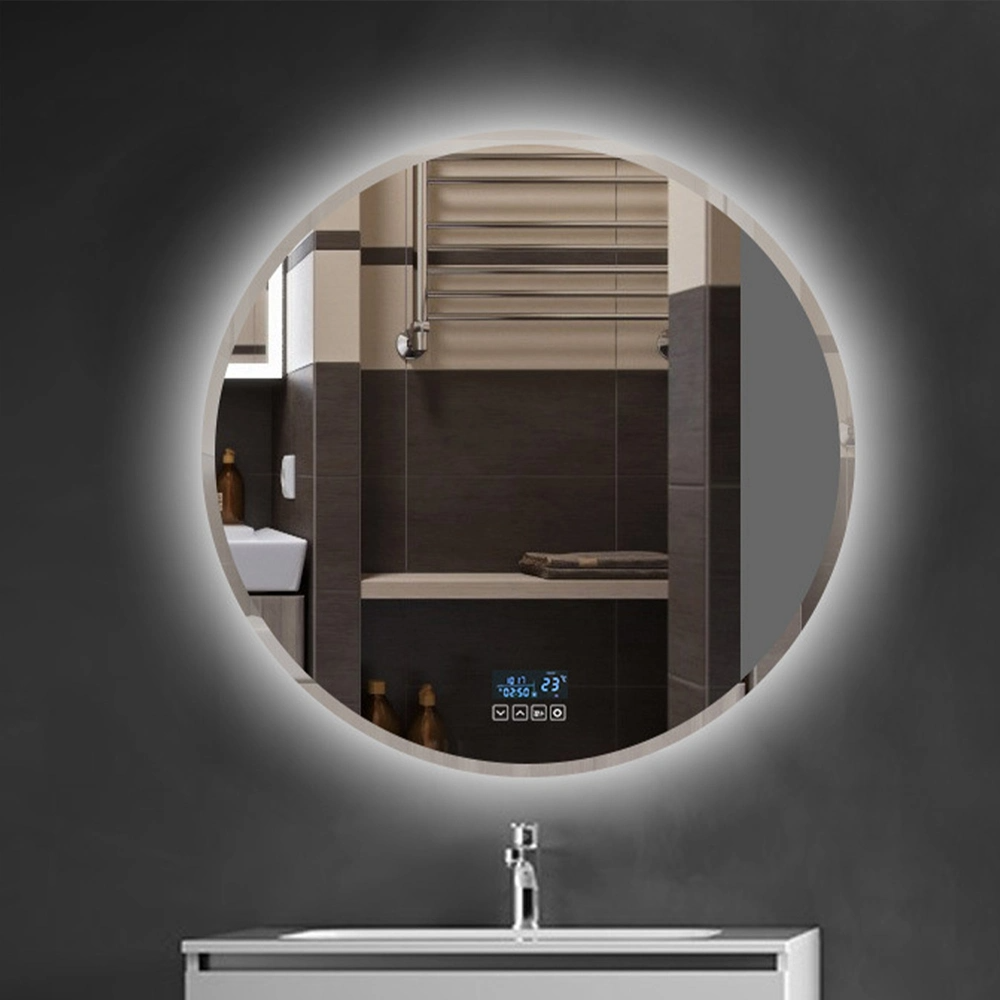 ไฟกันสนิมคุณภาพสูง Light up Round MID Century Modern Bathroom Mirror