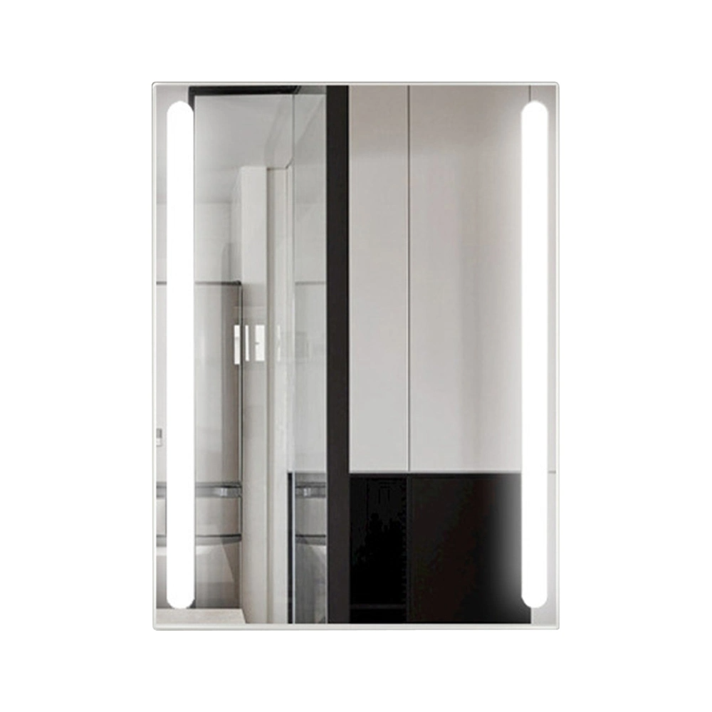 สี่เหลี่ยมผืนผ้าสี่เหลี่ยมติดผนัง LED Lighted Bathroom Make up Mirror ของตกแต่งบ้านพร้อมฟังก์ชั่น Anti-Fog Glass Mirror Smart Home