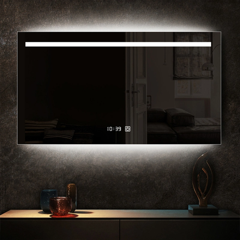 โรงงานมาตรฐานยุโรปขายส่งกระจกแต่งหน้าทันสมัยสมาร์ทตกแต่งบ้าน LED กระจกติดผนังห้องน้ำ