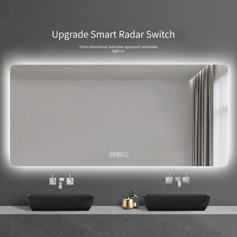 โรงงาน CE/UL 2022 โรงแรม LED สมาร์ทกระจก Anti-Fog สวิตช์สัมผัส Lighted Illuminated Backlit Bluetooth Speaker Wall Furniture