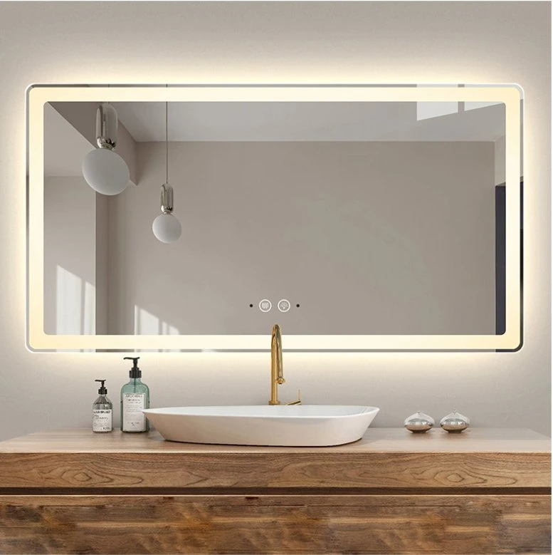 โรงงาน CE/UL 2022 โรงแรม LED สมาร์ทกระจก Anti-Fog สวิตช์สัมผัส Lighted Illuminated Backlit Bluetooth Speaker Wall Furniture