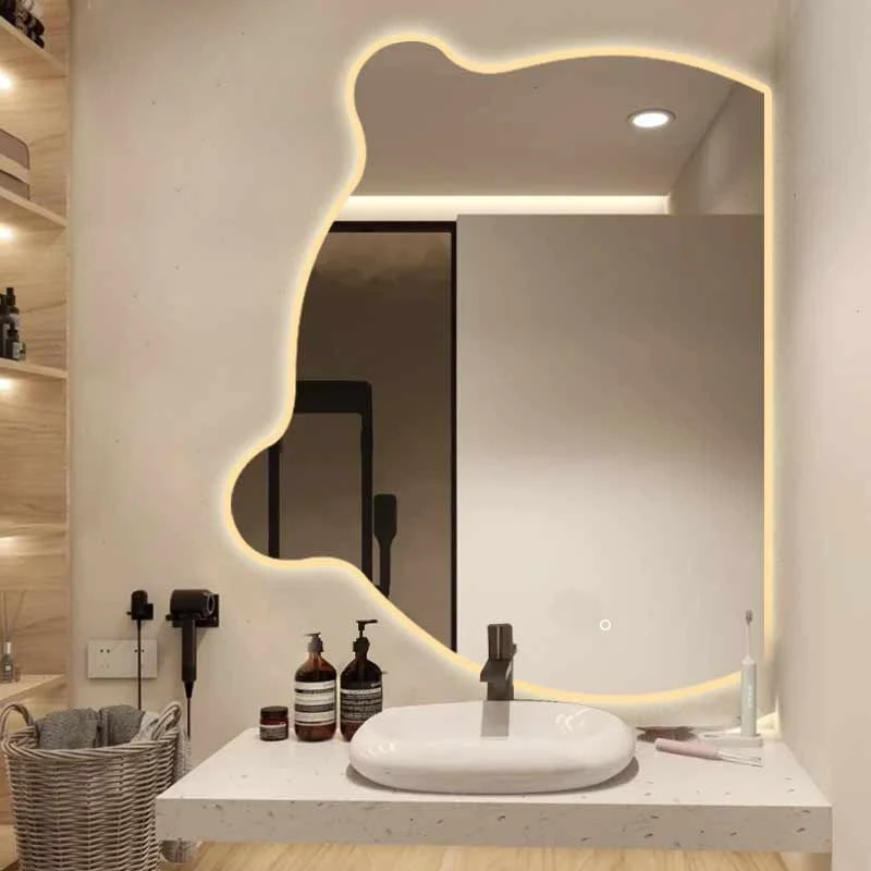 Bear Touch Screen Wave Mirror Toilet Bedroom Creative Irregular Heterotypic Makeup Vanity Mirror