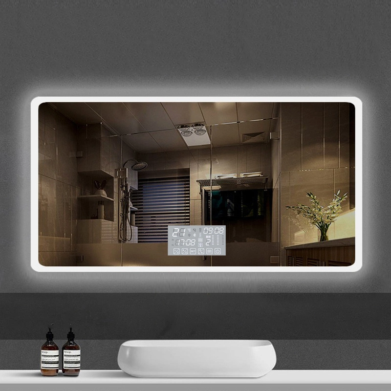 โรงงานติดผนังกระจก LED สี่เหลี่ยมรอบห้องน้ำ Frameless ไร้แสง
