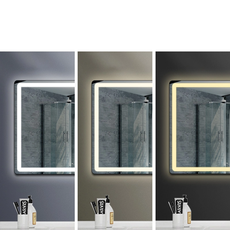 โรงงานติดผนังกระจก LED สี่เหลี่ยมรอบห้องน้ำ Frameless ไร้แสง
