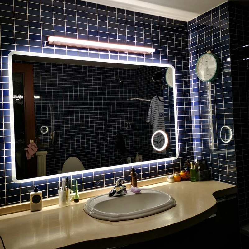 โรงงานติดผนังกระจก LED สี่เหลี่ยมรอบห้องน้ำ Frameless ไร้แสง