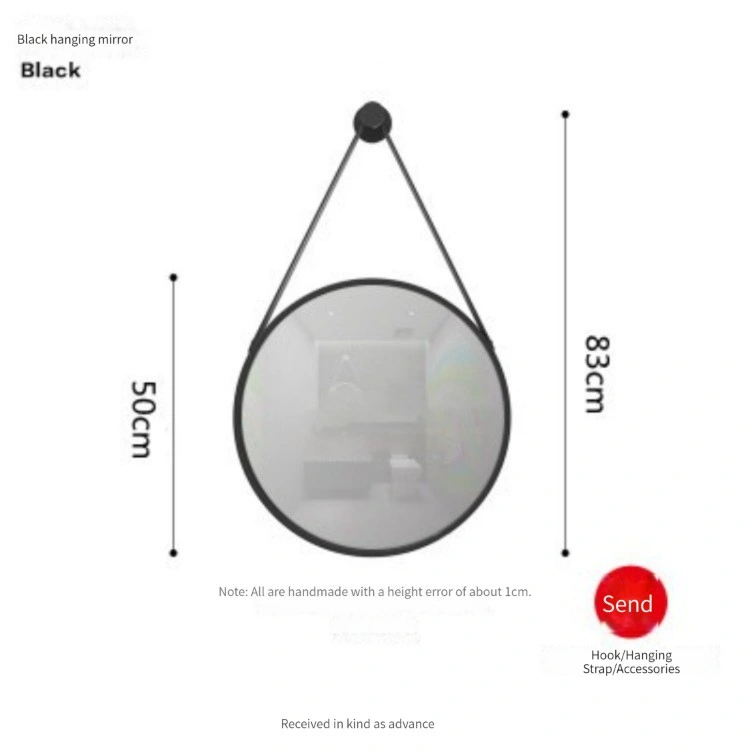 แฟชั่นสไตล์โมเดิร์น PU Belt Wall Mirrors ของตกแต่งบ้านกระจกแขวนกระจกกลมประดับผนัง