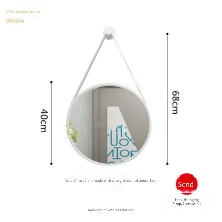 แฟชั่นสไตล์โมเดิร์น PU Belt Wall Mirrors ของตกแต่งบ้านกระจกแขวนกระจกกลมประดับผนัง