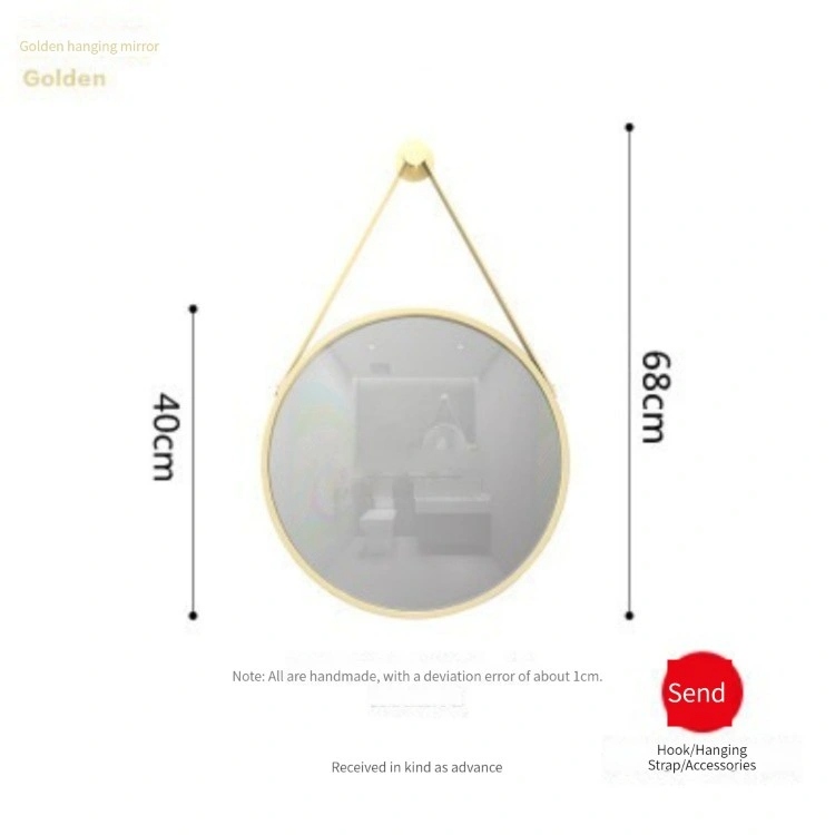 แฟชั่นสไตล์โมเดิร์น PU Belt Wall Mirrors ของตกแต่งบ้านกระจกแขวนกระจกกลมประดับผนัง